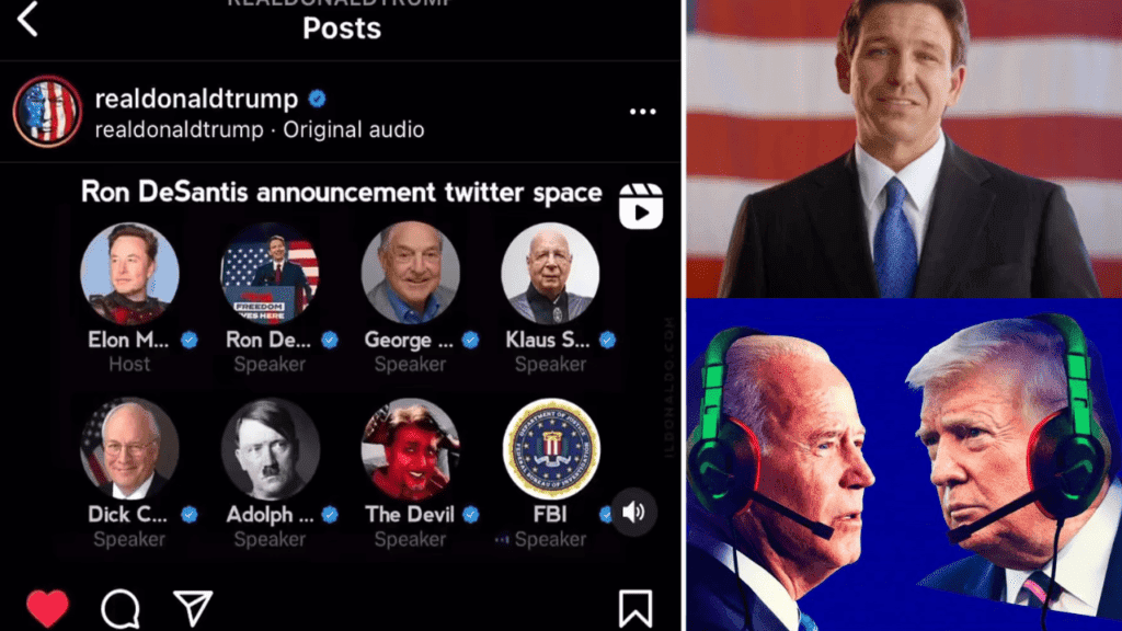 AI Voice cloning meme by president Donald Trump to Ron Desantis