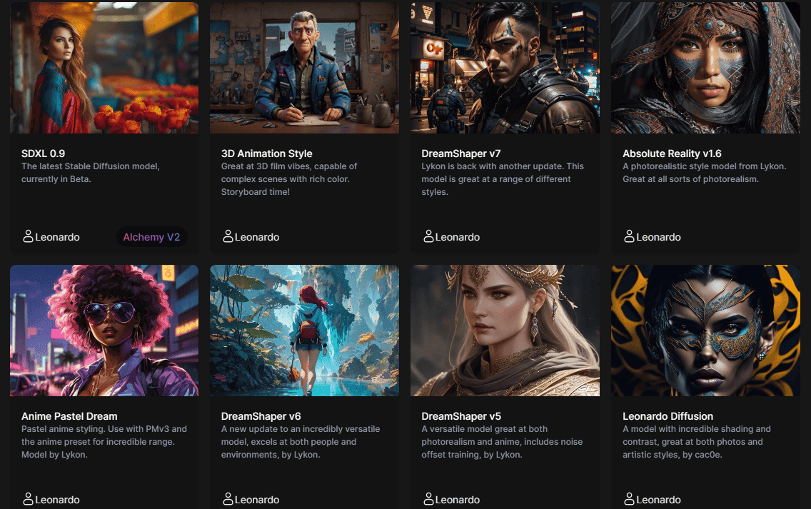 leonardo ai finetuned models page2