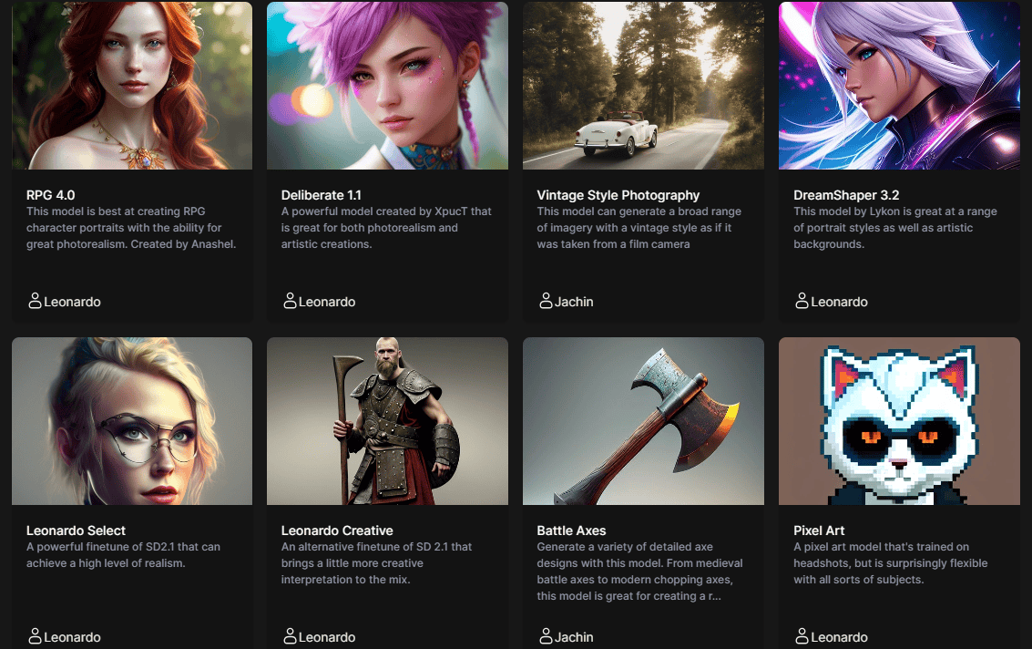 leonardo ai finetuned models page3