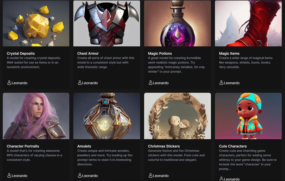 leonardo ai finetuned models page4