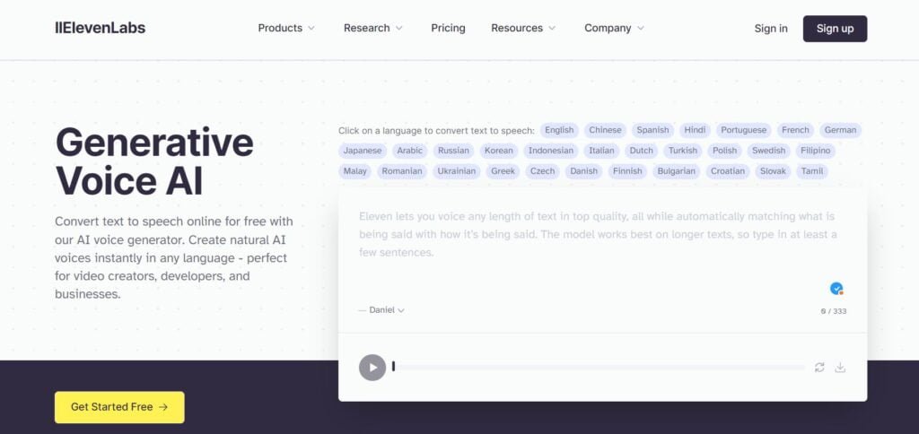ElevenLabs AI Voice Generator - Website Hero Image