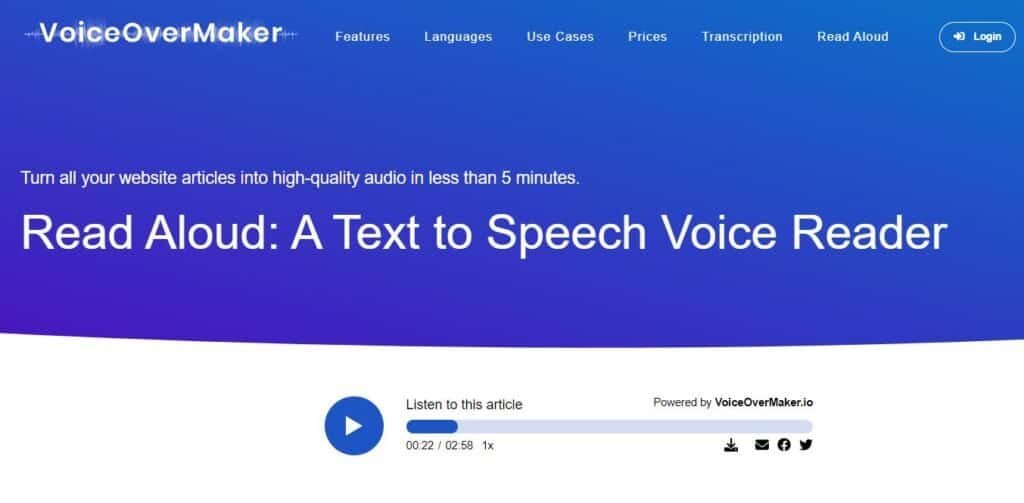 VoiceOverMaker web to audio1