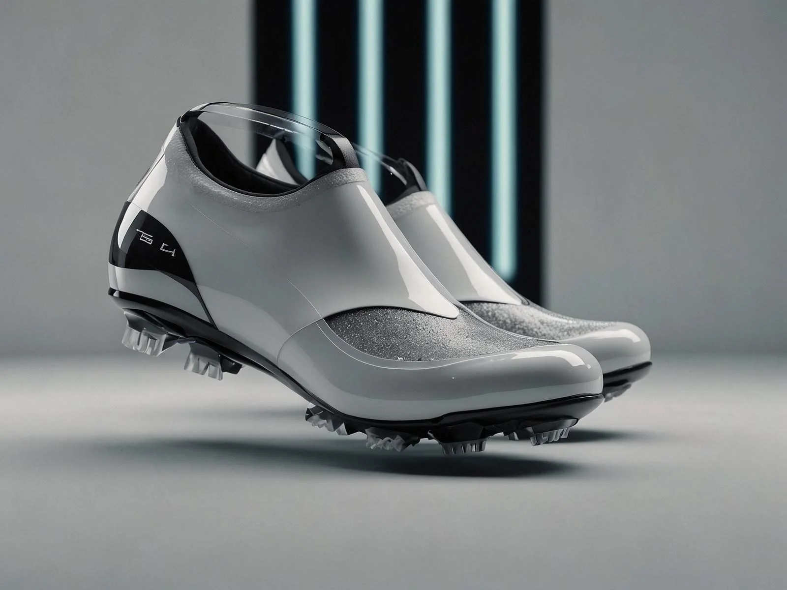 Default futuristic tesla boots hovering on a promo display 1