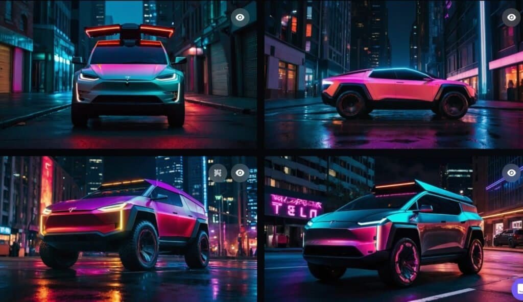 Leonardo ai generate image tesla cybertruck 4 times finished e1712339158627