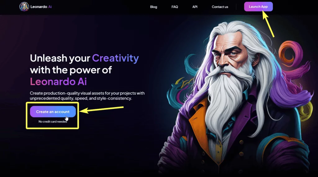 Leonardo ai website front page create account