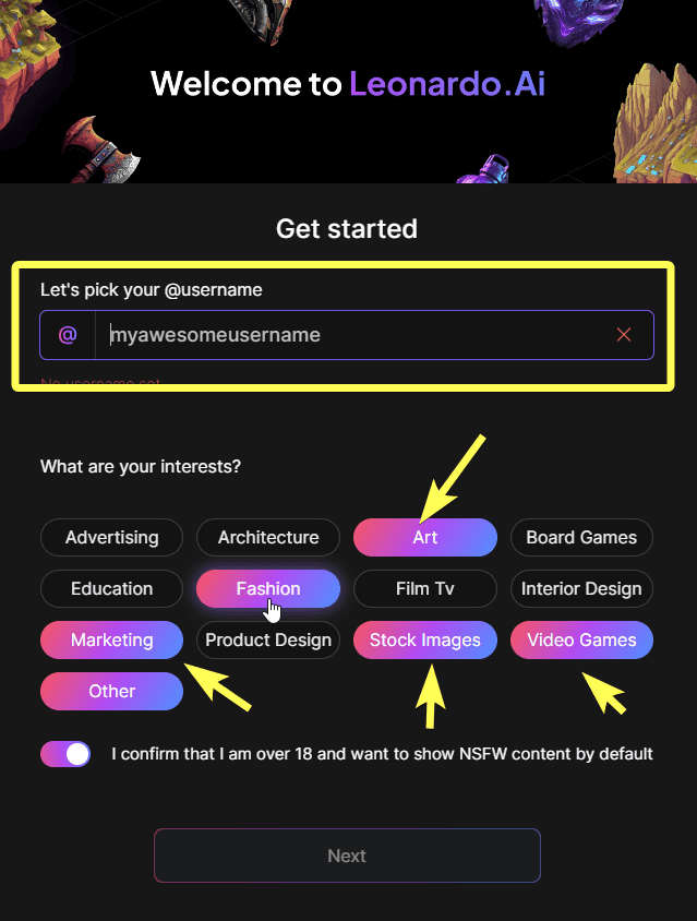 leonardo ai just signed up2